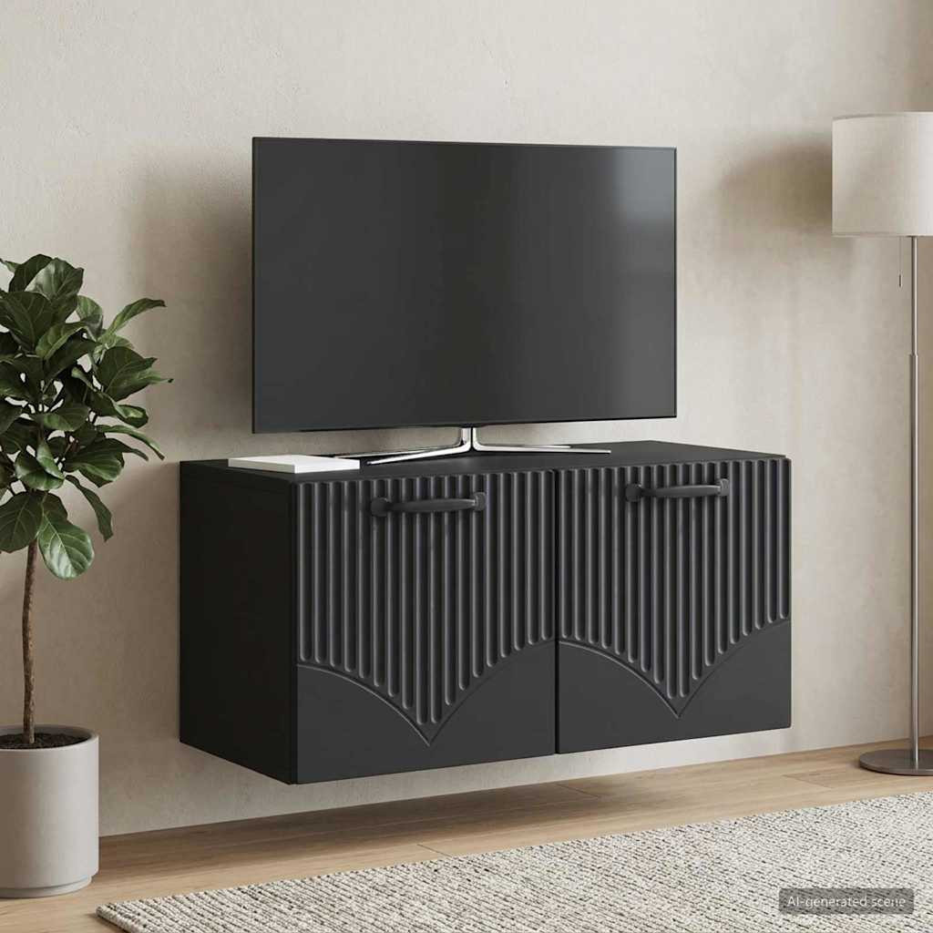 vidaXL Wandmontierter TV-Schrank Schwarz 59,5 x 31 x 30 cm