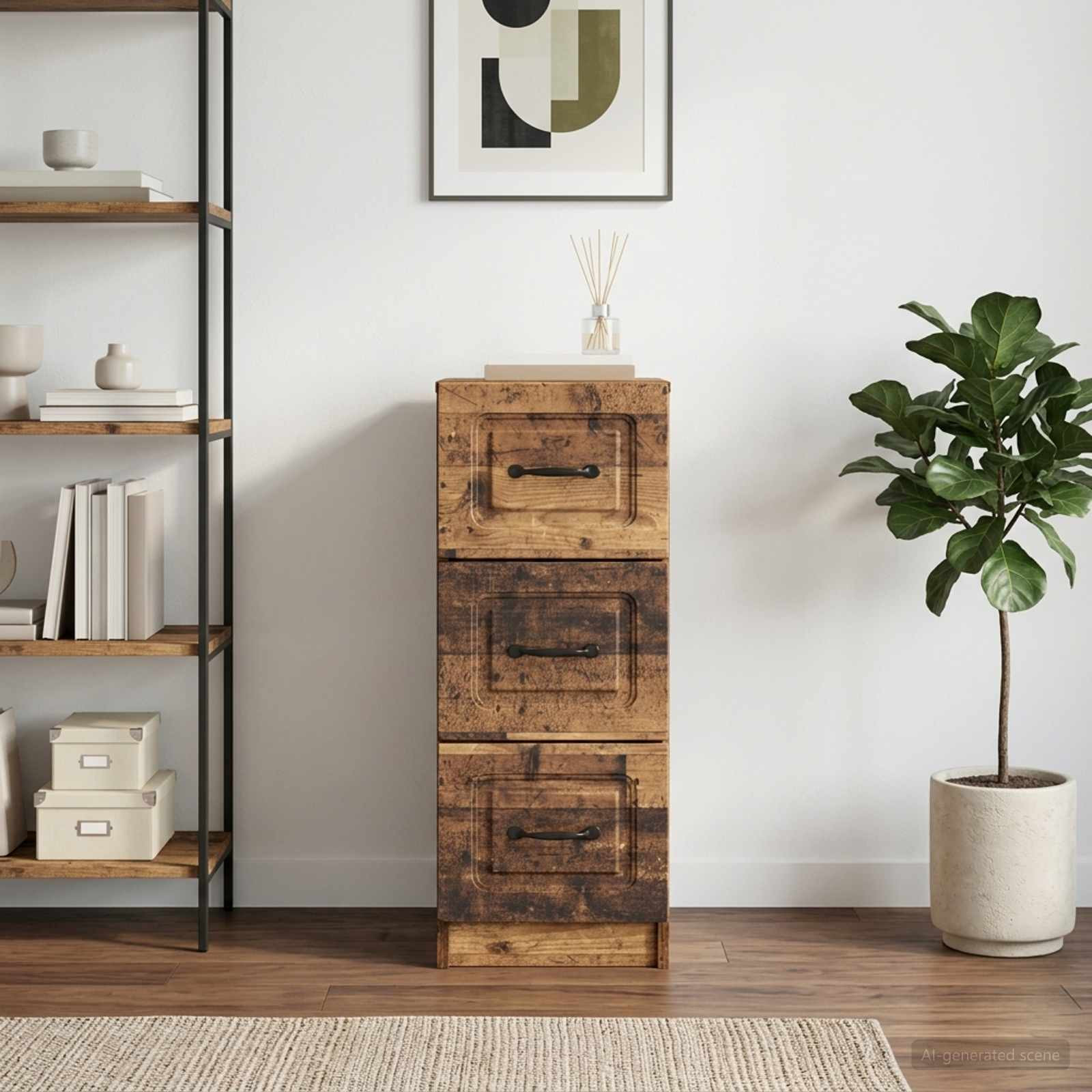 vidaXL Schubladenschrank Altholz 33 x 34,5 x 87 cm Holzwerkstoff