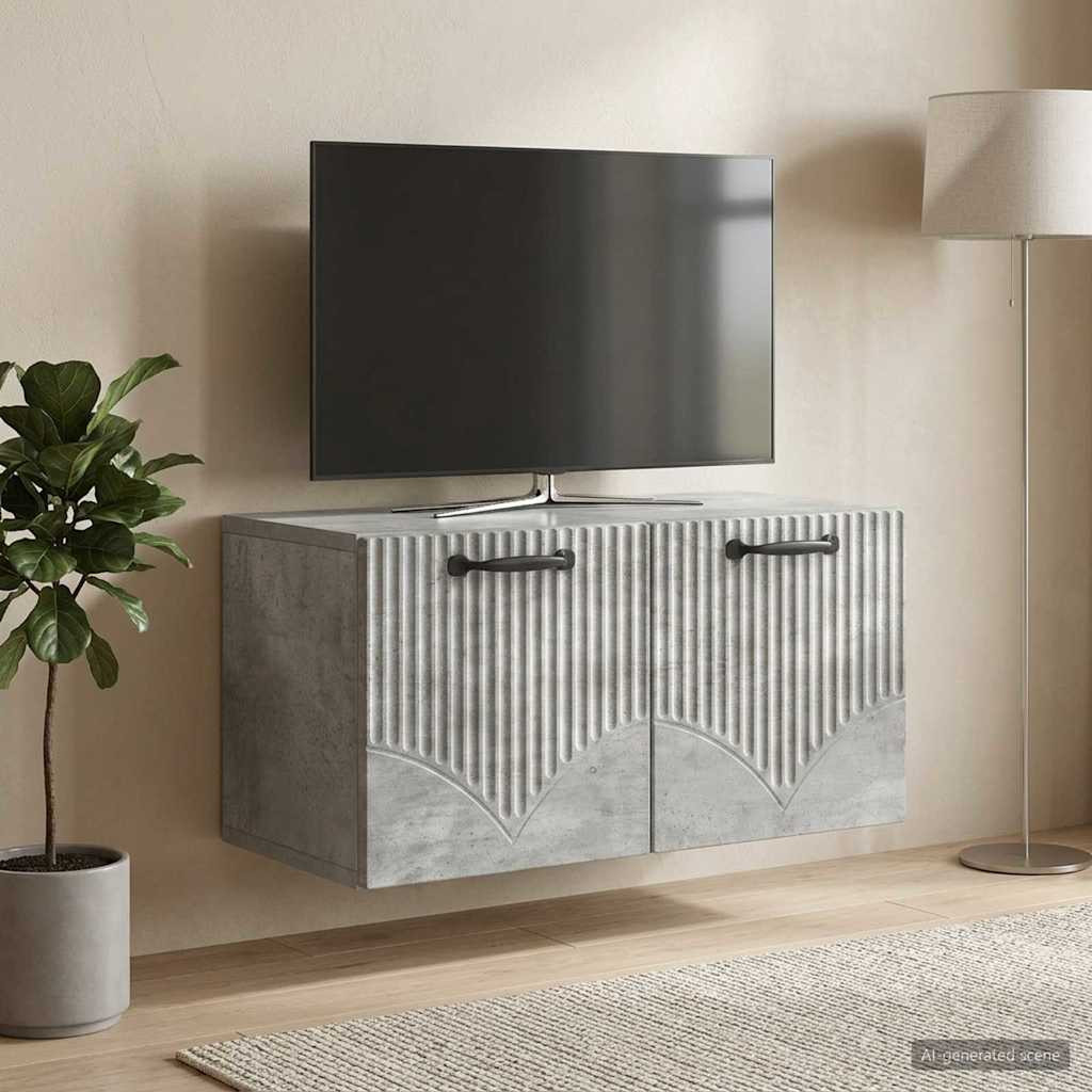 vidaXL Wandmontierter TV-Schrank Betongrau 59,5 x 31 x 30 cm