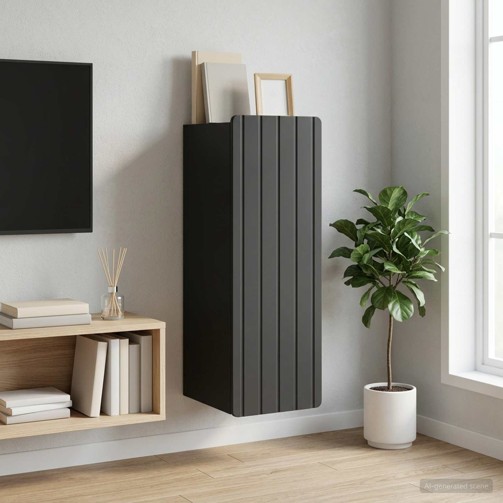 vidaXL Wandschrank Schwarz 33 x 34,5 x 94 cm Holzwerkstoff