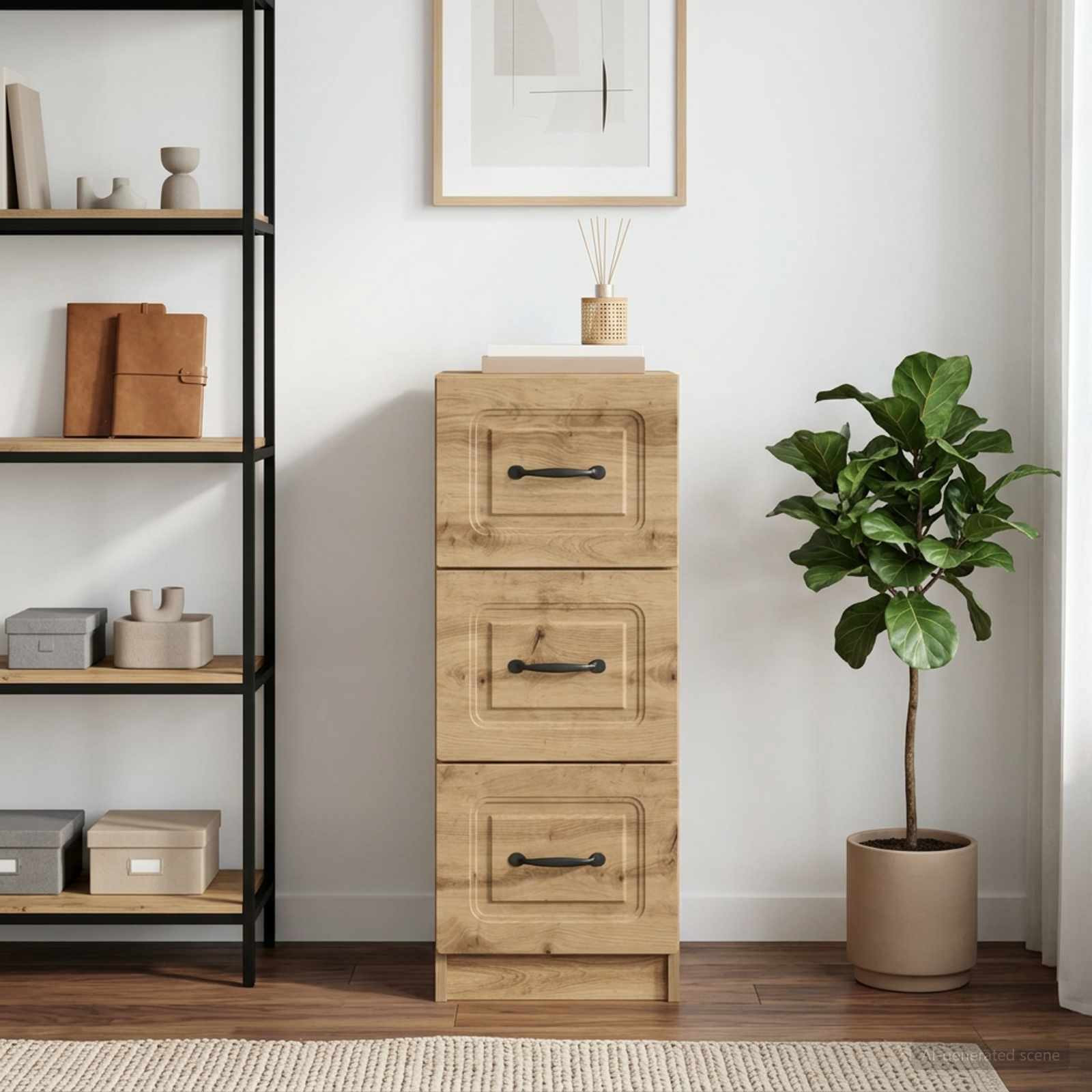 vidaXL Schubladenschrank 33 x 34,5 x 87 cm Holzwerkstoff Artisan-Eiche