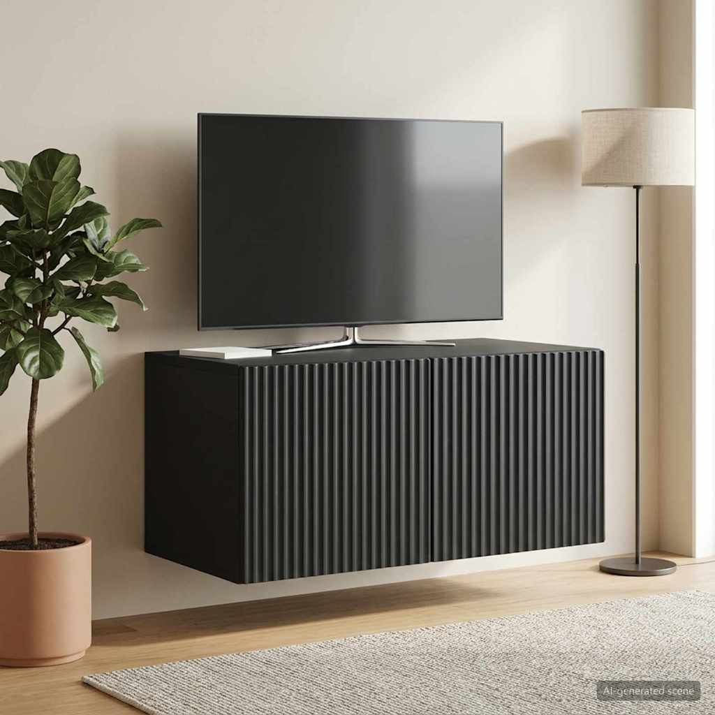 vidaXL Wandmontierter TV-Schrank Schwarz 59,5 x 41 x 30 cm