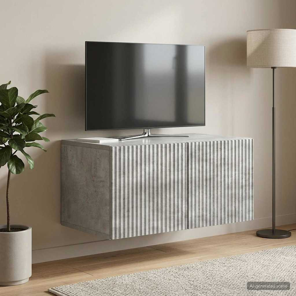 vidaXL Wandmontierter TV-Schrank Betongrau 59,5 x 41 x 30 cm
