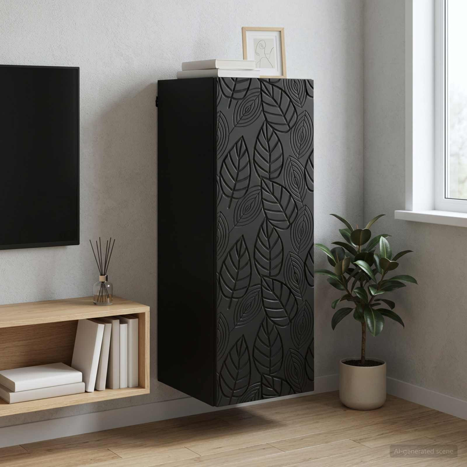 vidaXL Wandschrank Schwarz 33 x 34,5 x 90 cm Holzwerkstoff