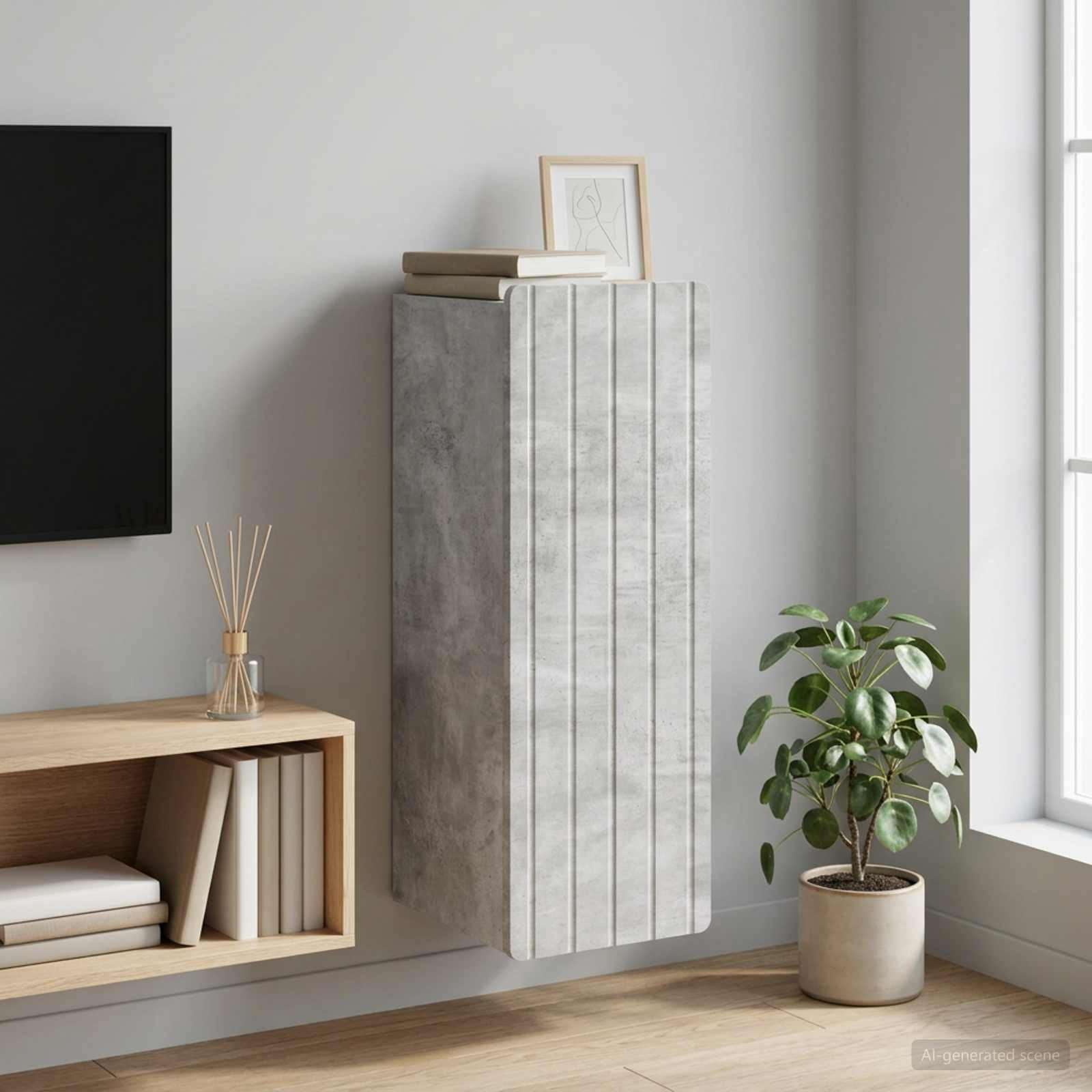 vidaXL Wandschrank Betongrau 33 x 34,5 x 94 cm Holzwerkstoff
