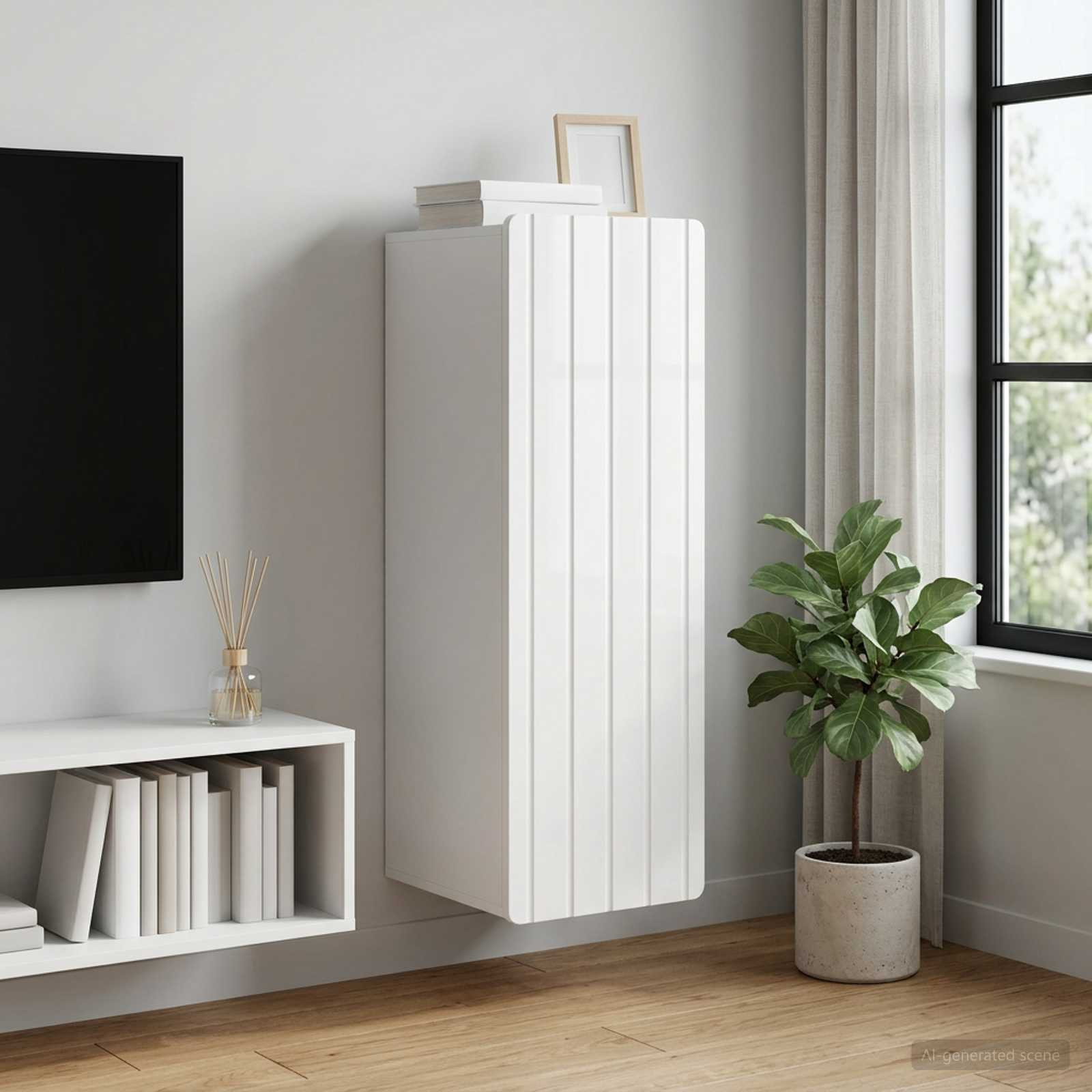 vidaXL Wandschrank Hochglanz Weiß 33 x 34,5 x 94 cm Holzwerkstoff