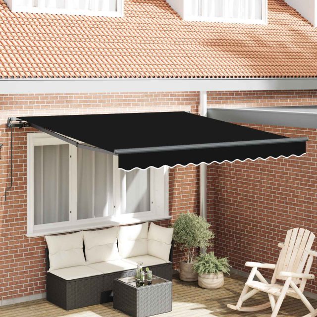 vidaXL Ausziehbare Markise Schwarz 350 x 250 cm