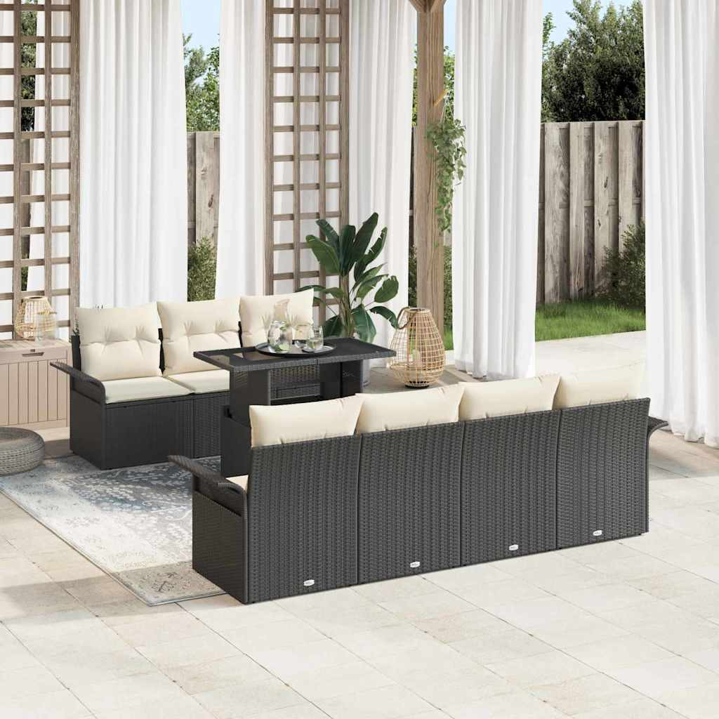 vidaXL Gartensofa-set mit Kissen 8 pcs Schwarz Poly-Rattan