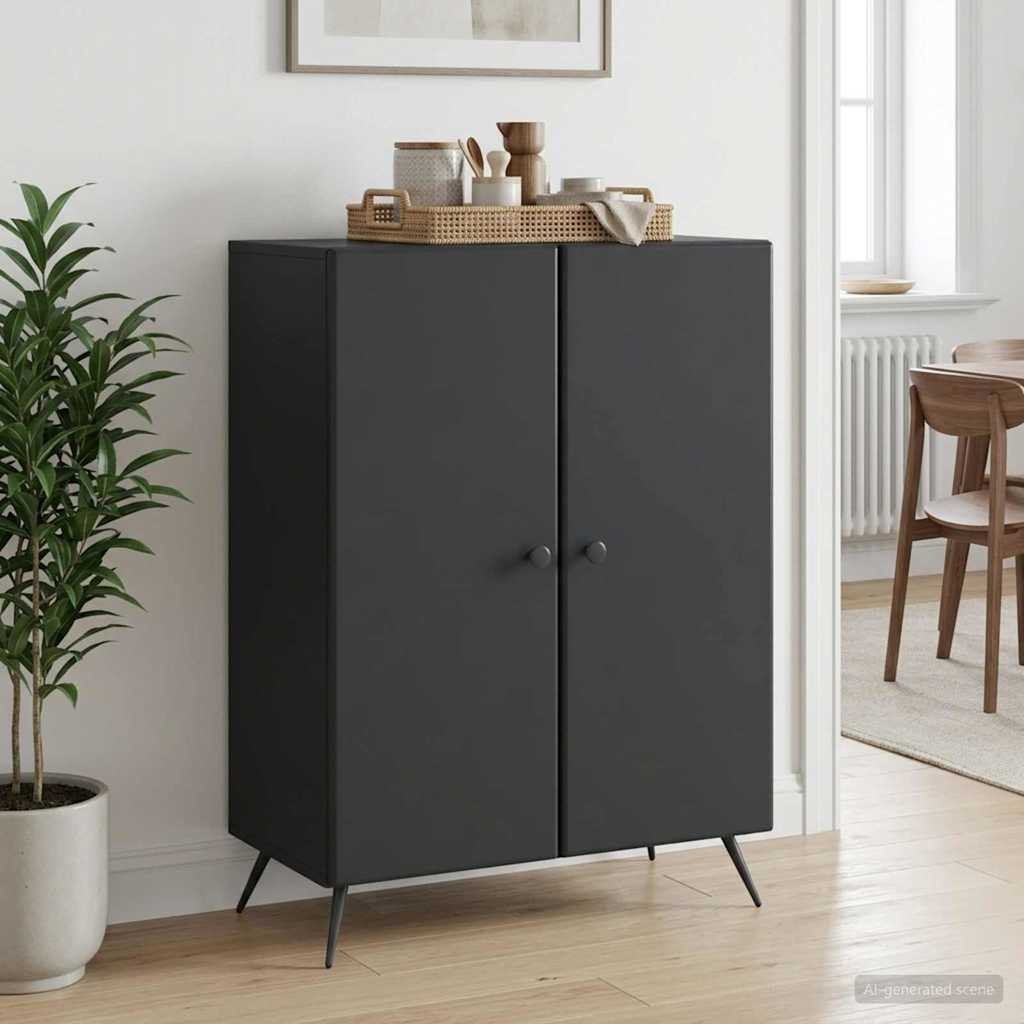 vidaXL Sideboard Schwarz 66 x 34,5 x 90 cm Holzwerkstoff