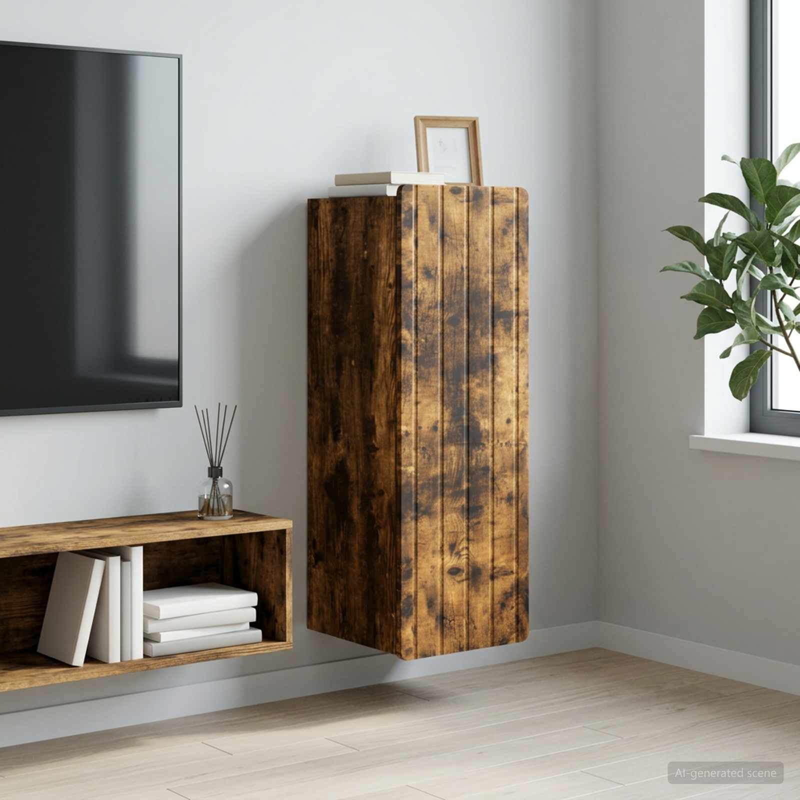 vidaXL Wandschrank Geräucherte Eiche 33 x 34,5 x 94 cm Holzwerkstoff