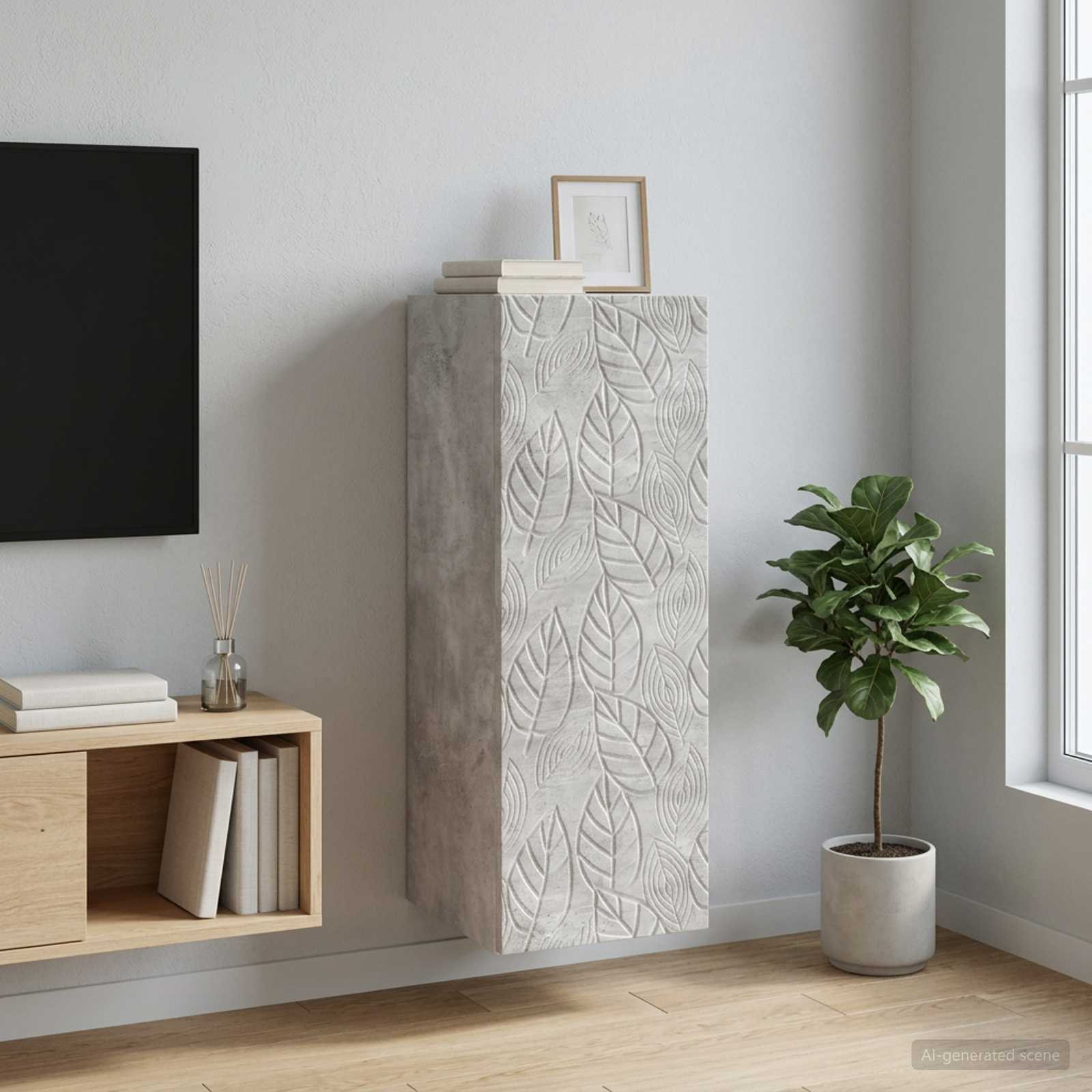 vidaXL Wandschrank Betongrau 33 x 34,5 x 90 cm Holzwerkstoff