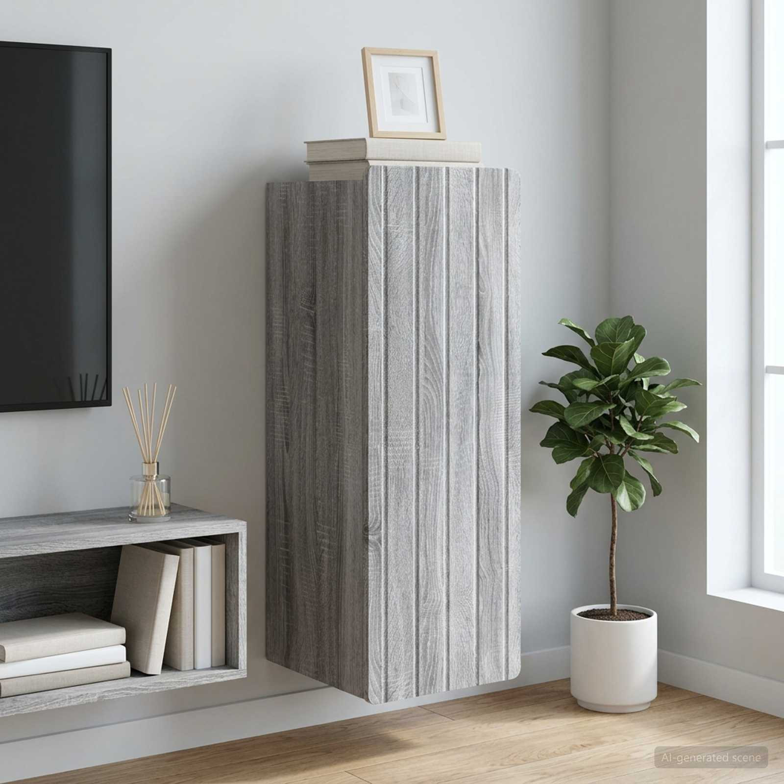 vidaXL Wandschrank Grau Sonoma 33 x 34,5 x 94 cm Holzwerkstoff