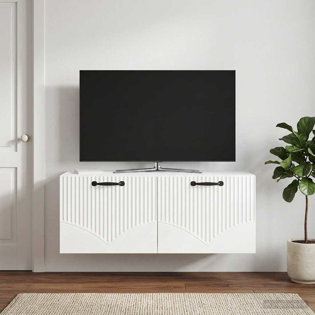 vidaXL Wandmontierter TV-Schrank Hochglanz Weiß 78,5 x 31 x 30 cm