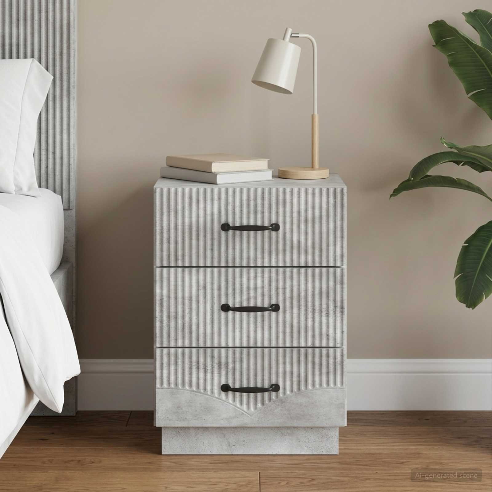 vidaXL Nachttisch Betongrau 43 x 41 x 63,5 cm Holzwerkstoff