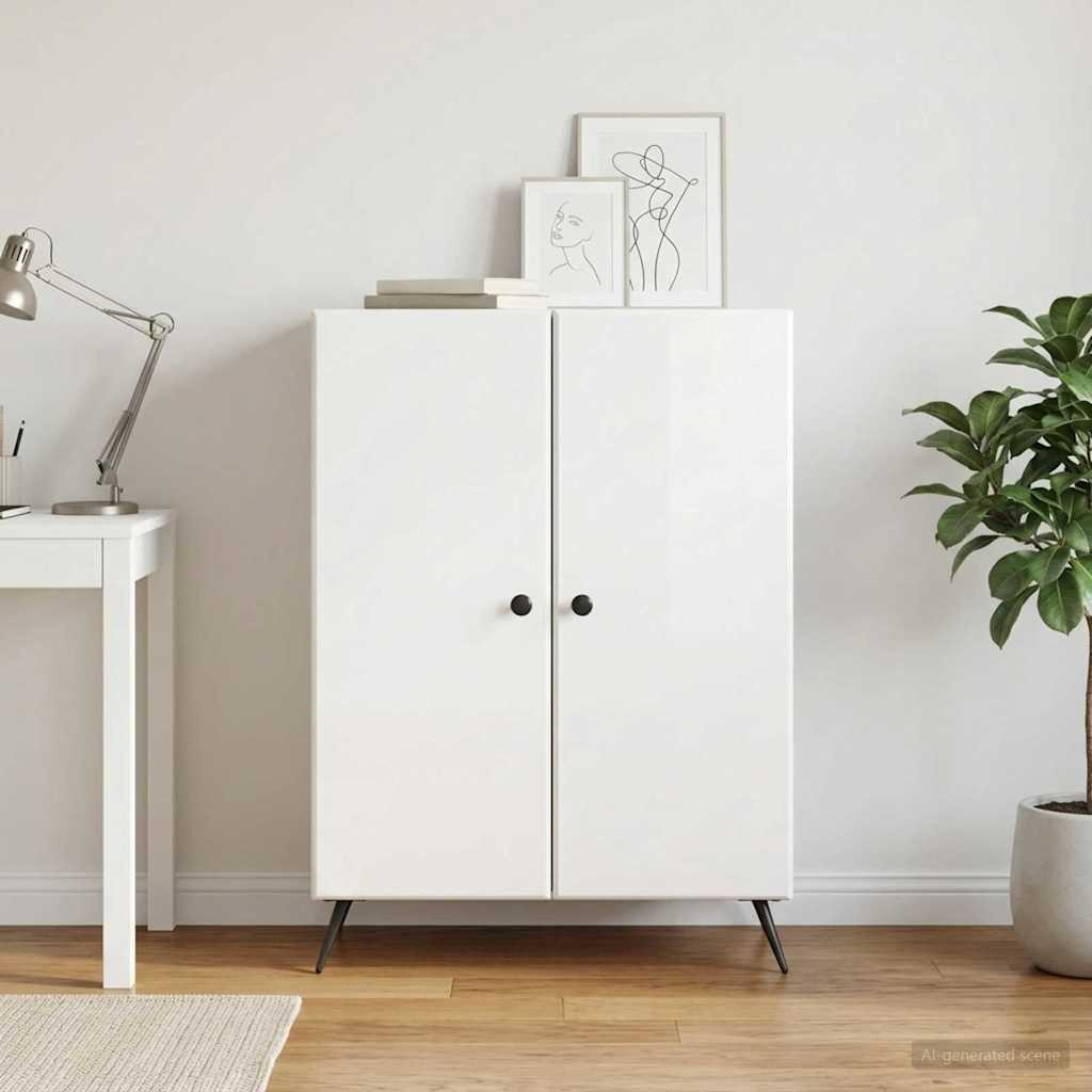 vidaXL Sideboard Hochglanz Weiß 66 x 34,5 x 90 cm Holzwerkstoff
