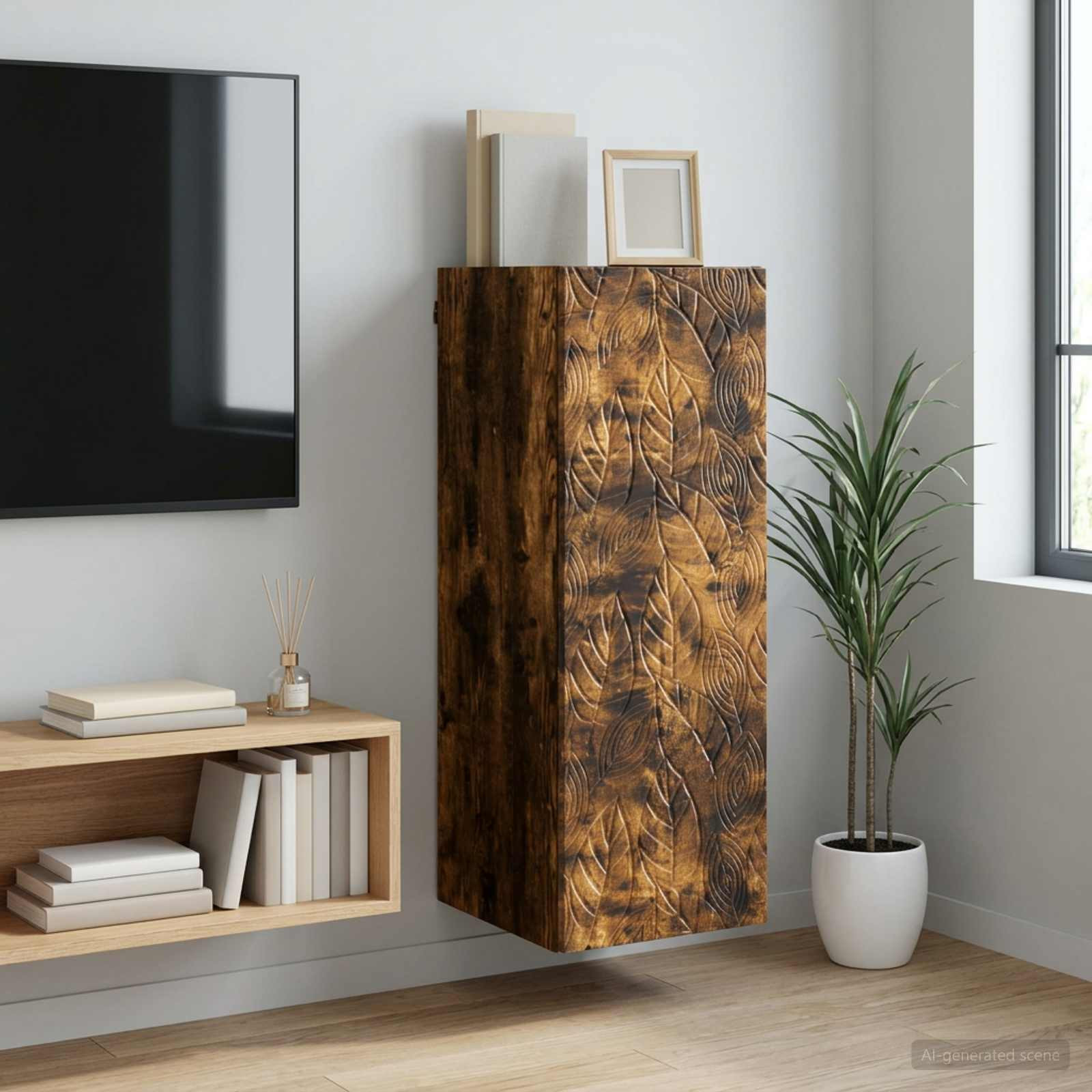 vidaXL Wandschrank Geräucherte Eiche 33 x 34,5 x 90 cm Holzwerkstoff