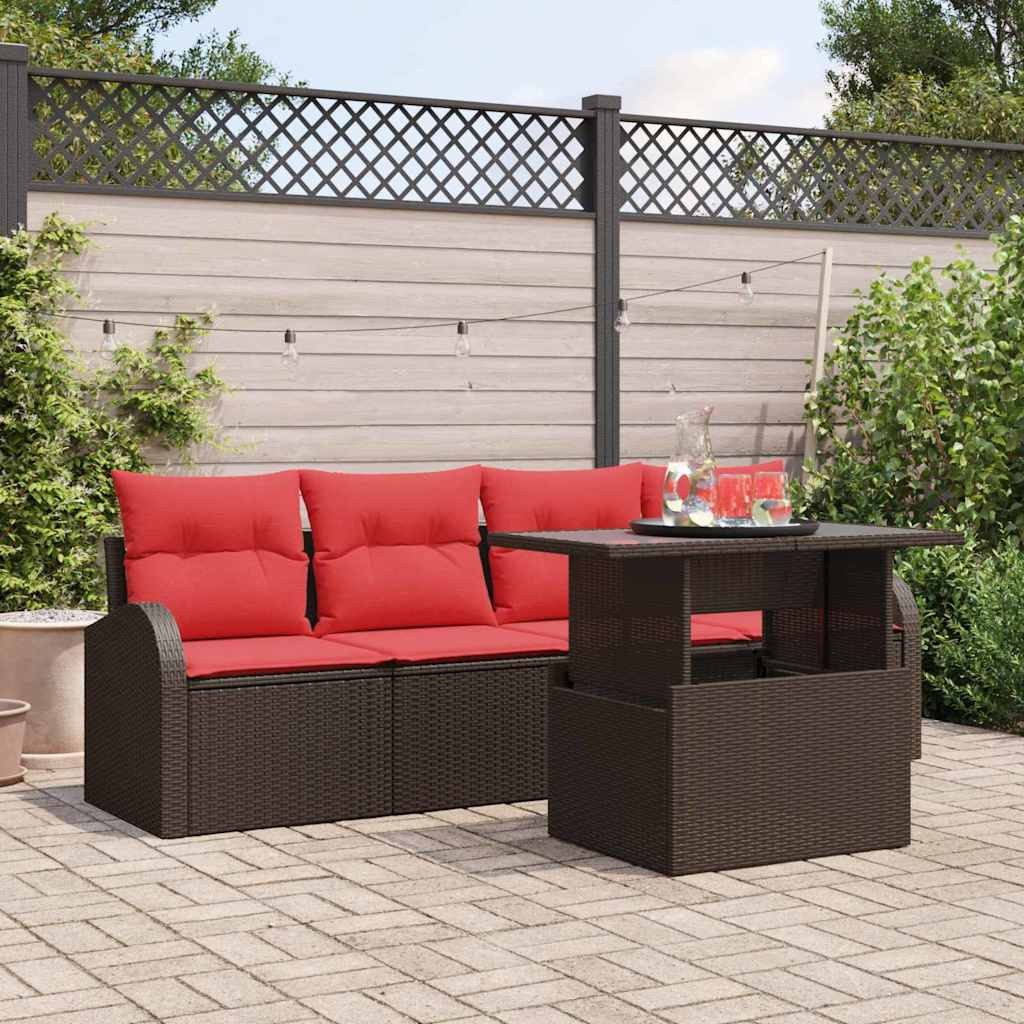 vidaXL Gartensofa-set mit Kissen 5 pcs Braun Poly-Rattan