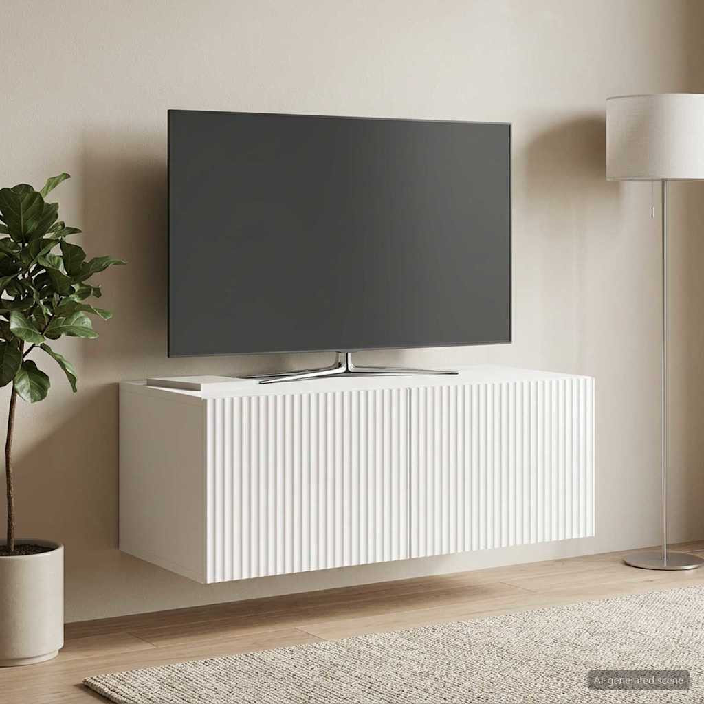 vidaXL Wandmontierter TV-Schrank Hochglanz Weiß 78,5 x 41 x 30 cm