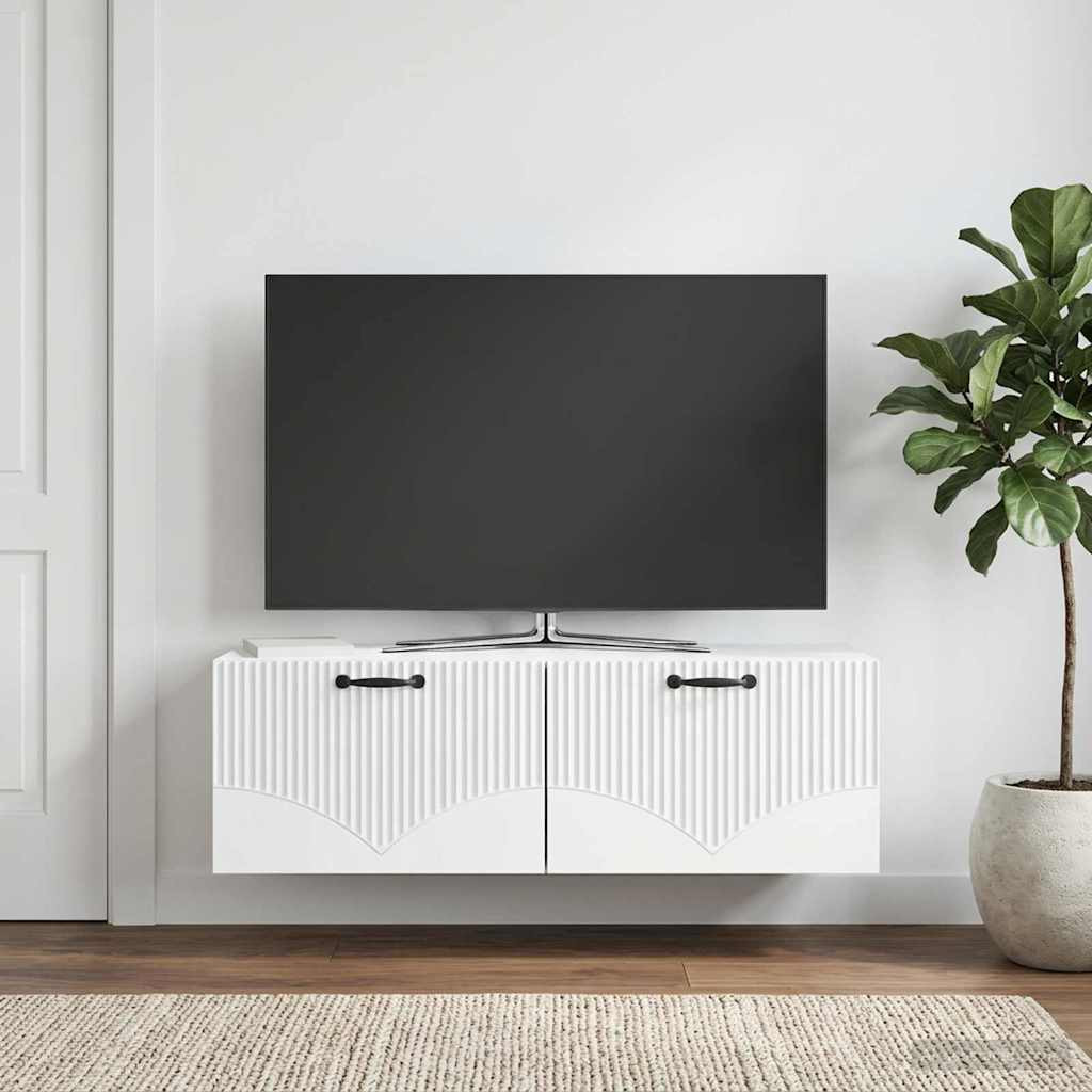 vidaXL Wandmontierter TV-Schrank Weiß 98 x 31 x 30 cm Holzwerkstoff