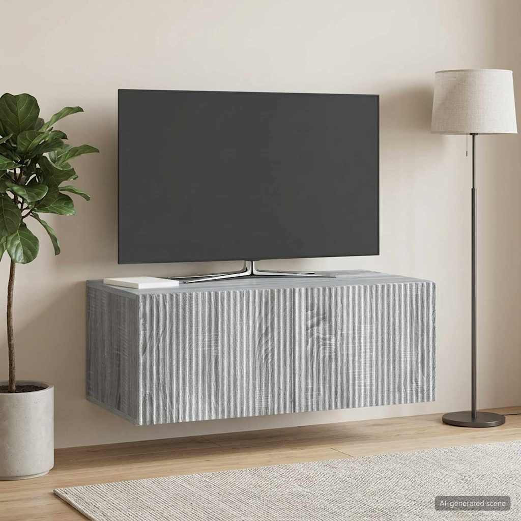 vidaXL Wandmontierter TV-Schrank Graues Sonoma 78,5 x 41 x 30 cm