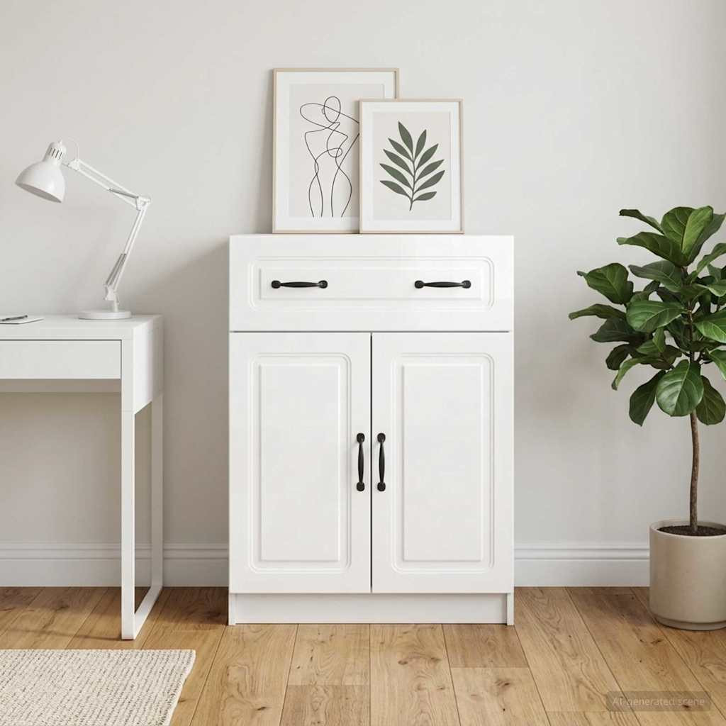 vidaXL Sideboard Hochglanz Weiß 66 x 34,5 x 87 cm Holzwerkstoff