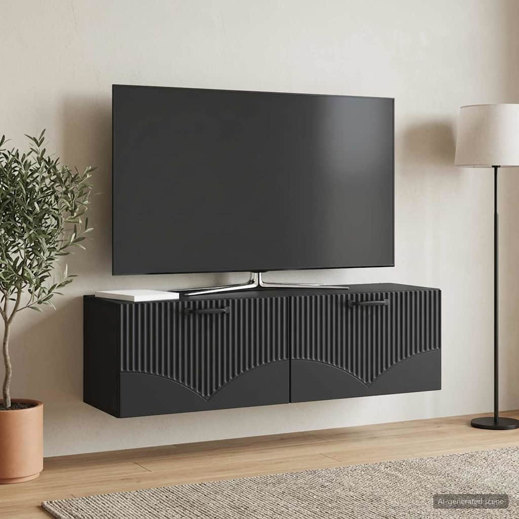 vidaXL Wandmontierter TV-Schrank Schwarz 98 x 31 x 30 cm Holzwerkstoff