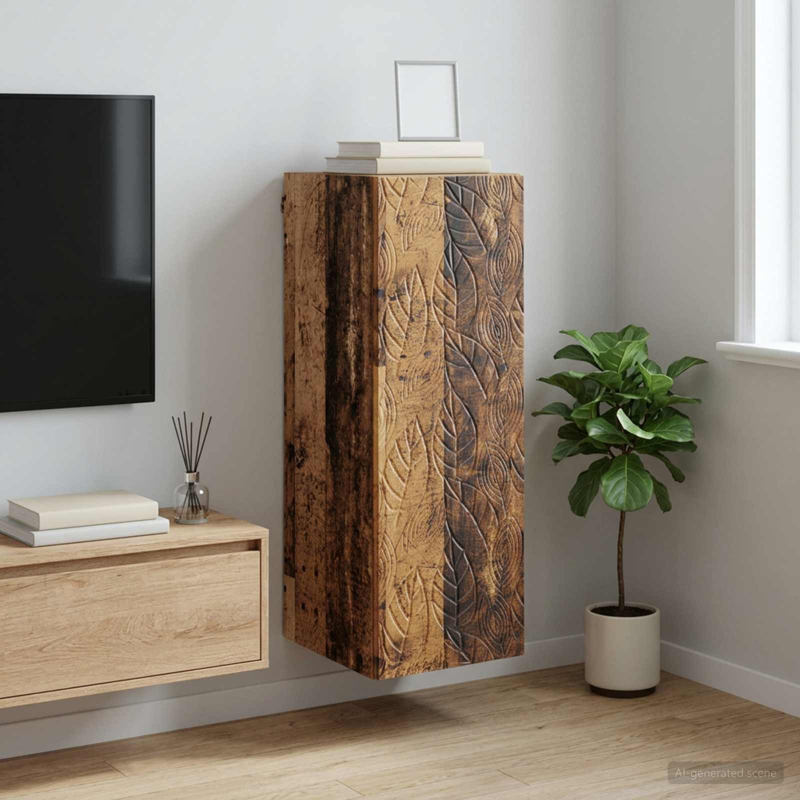 vidaXL Wandschrank Altholz 33 x 34,5 x 90 cm Holzwerkstoff