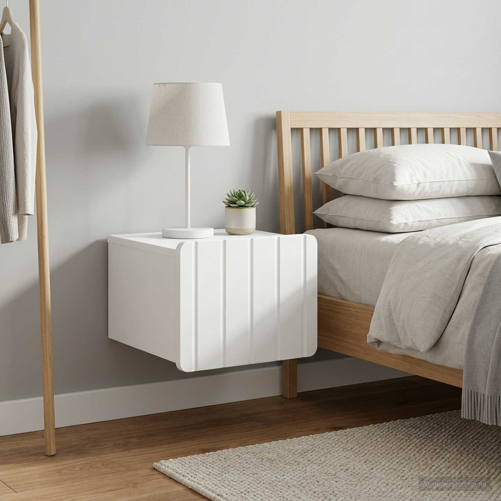vidaXL Wandmontierter Nachttisch 2 pcs Weiß 33 x 34,5 x 24 cm
