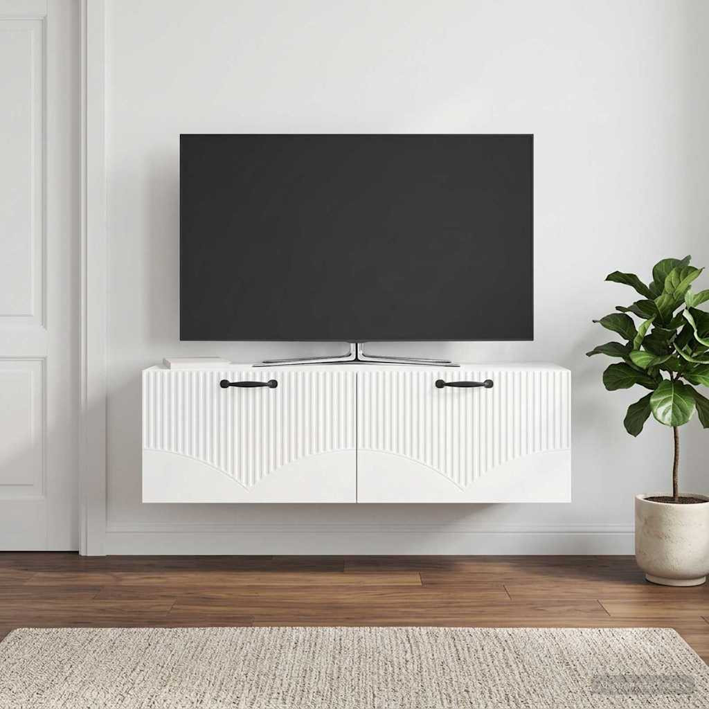 vidaXL Wandmontierter TV-Schrank Hochglanz Weiß 98 x 31 x 30 cm