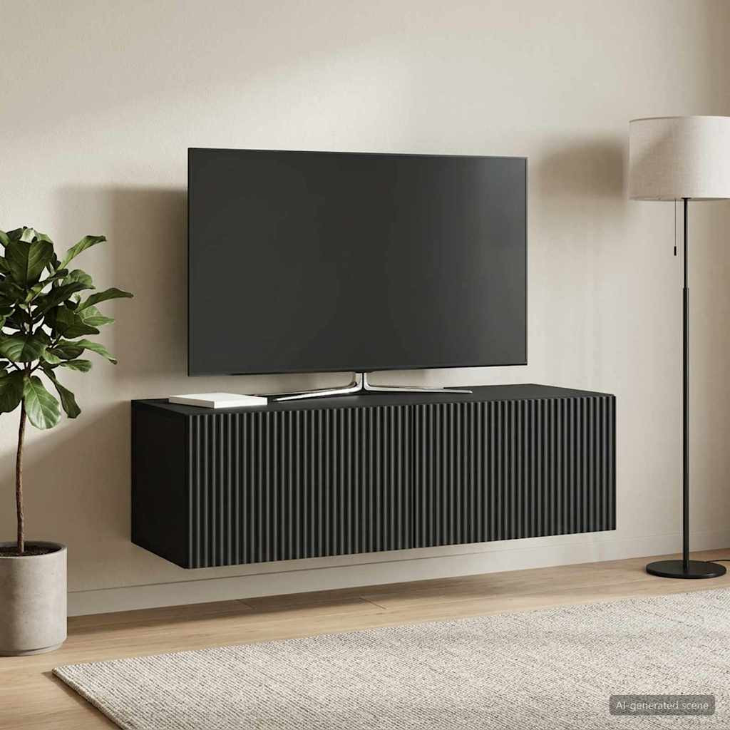 vidaXL Wandmontierter TV-Schrank Schwarz 98 x 41 x 30 cm Holzwerkstoff