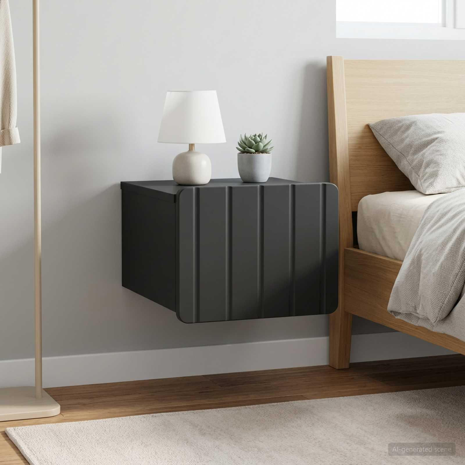 vidaXL Wandmontierter Nachttisch 2 pcs Schwarz 33 x 34,5 x 24 cm