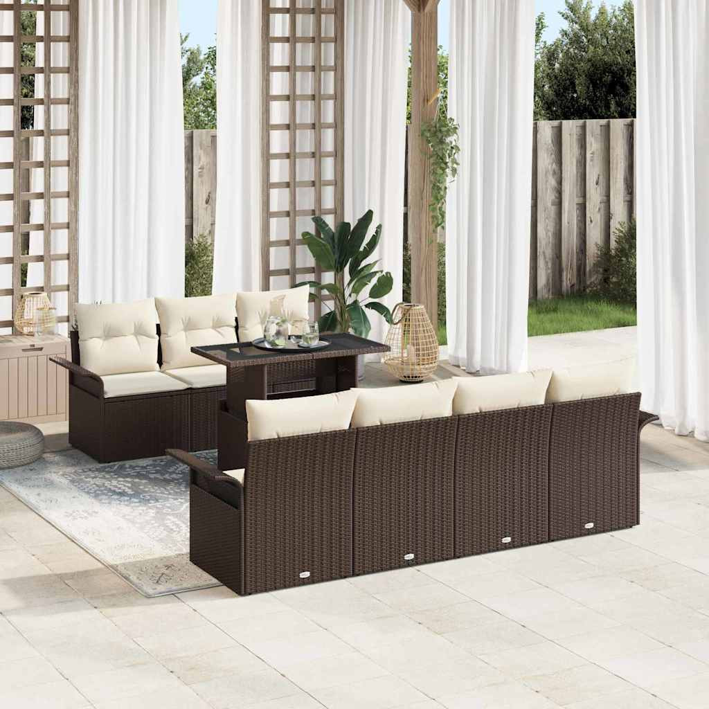 vidaXL Gartensofa-set mit Kissen 8 pcs Braun Poly-Rattan
