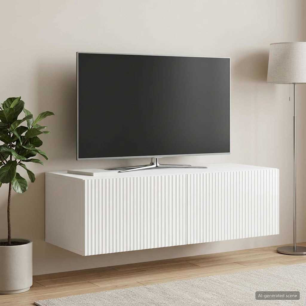 vidaXL Wandmontierter TV-Schrank Hochglanz Weiß 98 x 41 x 30 cm