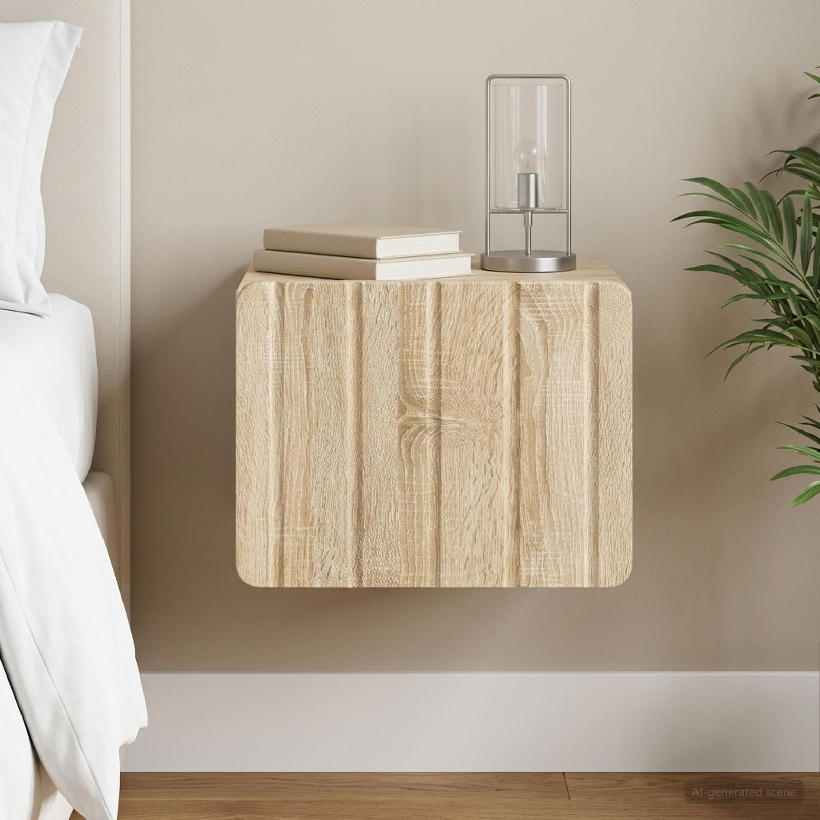 vidaXL Wandmontierter Nachttisch Sonoma-Eiche 33 x 34,5 x 24 cm