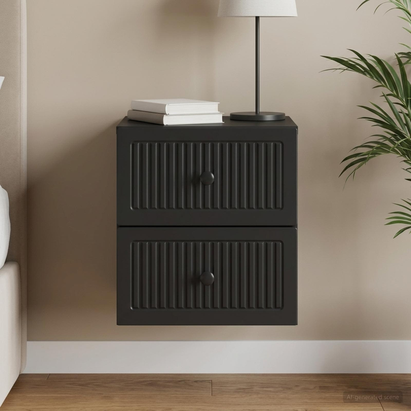 vidaXL Wandmontierter Nachttisch Schwarz 33 x 34,5 x 40 cm