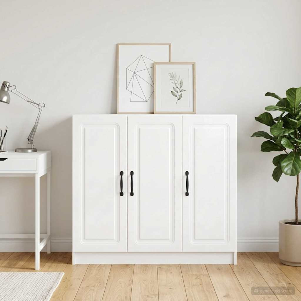 vidaXL Sideboard Hochglanz Weiß 89 x 34,5 x 77 cm Holzwerkstoff