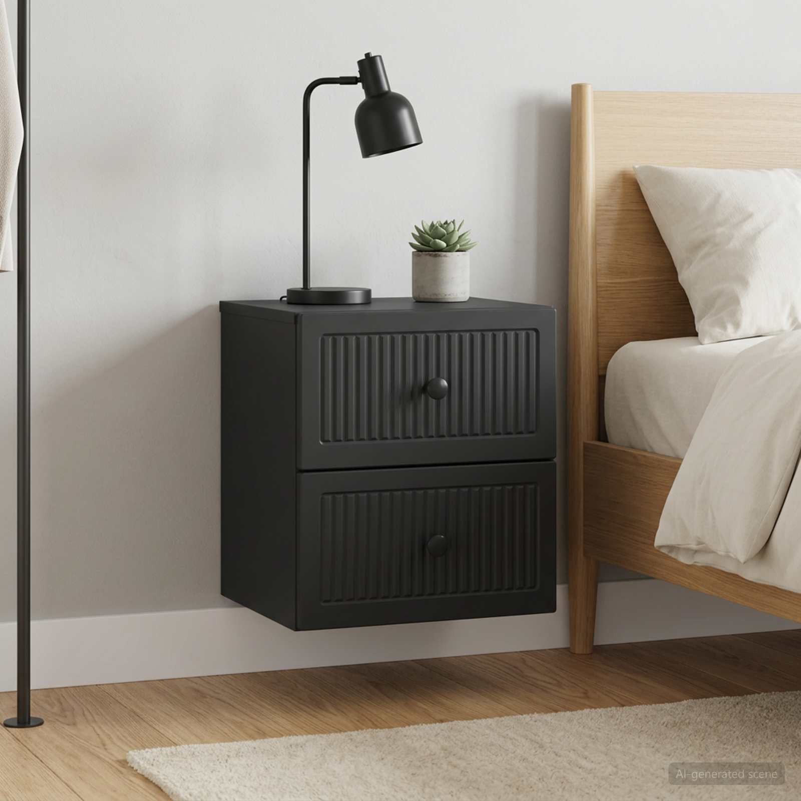 vidaXL Wandmontierter Nachttisch 2 pcs Schwarz 33 x 34,5 x 40 cm