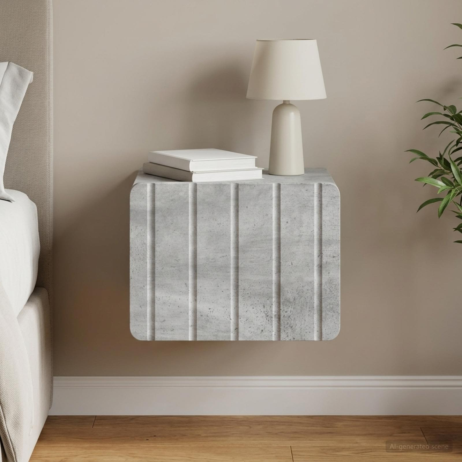 vidaXL Wandmontierter Nachttisch Betongrau 33 x 34,5 x 24 cm