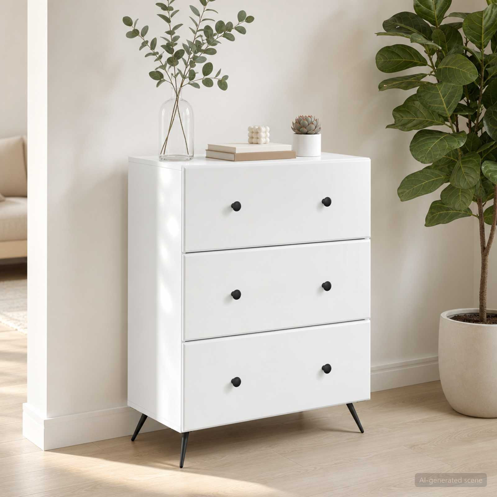 vidaXL Schubladenschrank Weiß 66 x 34,5 x 90 cm Holzwerkstoff