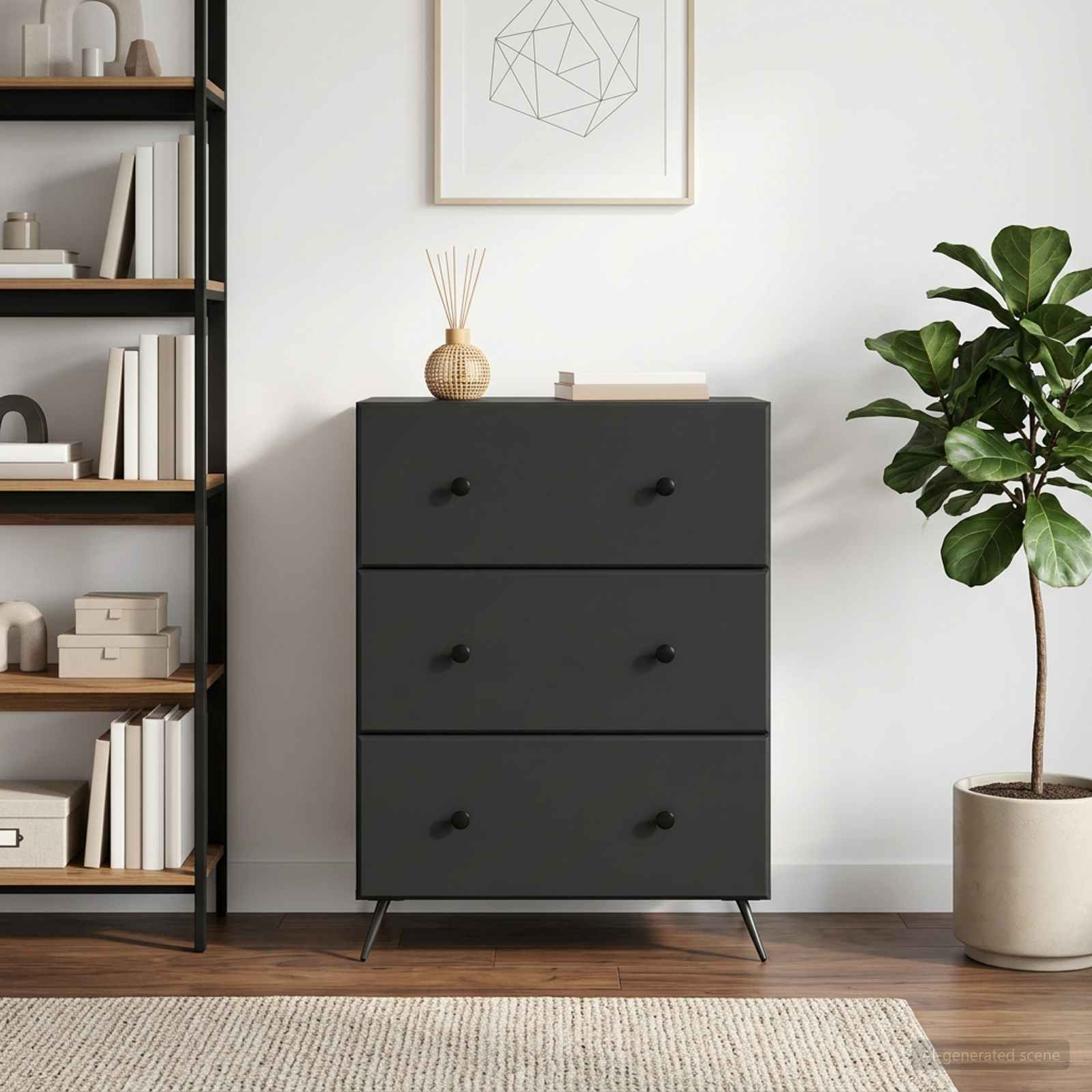 vidaXL Schubladenschrank Schwarz 66 x 34,5 x 90 cm Holzwerkstoff