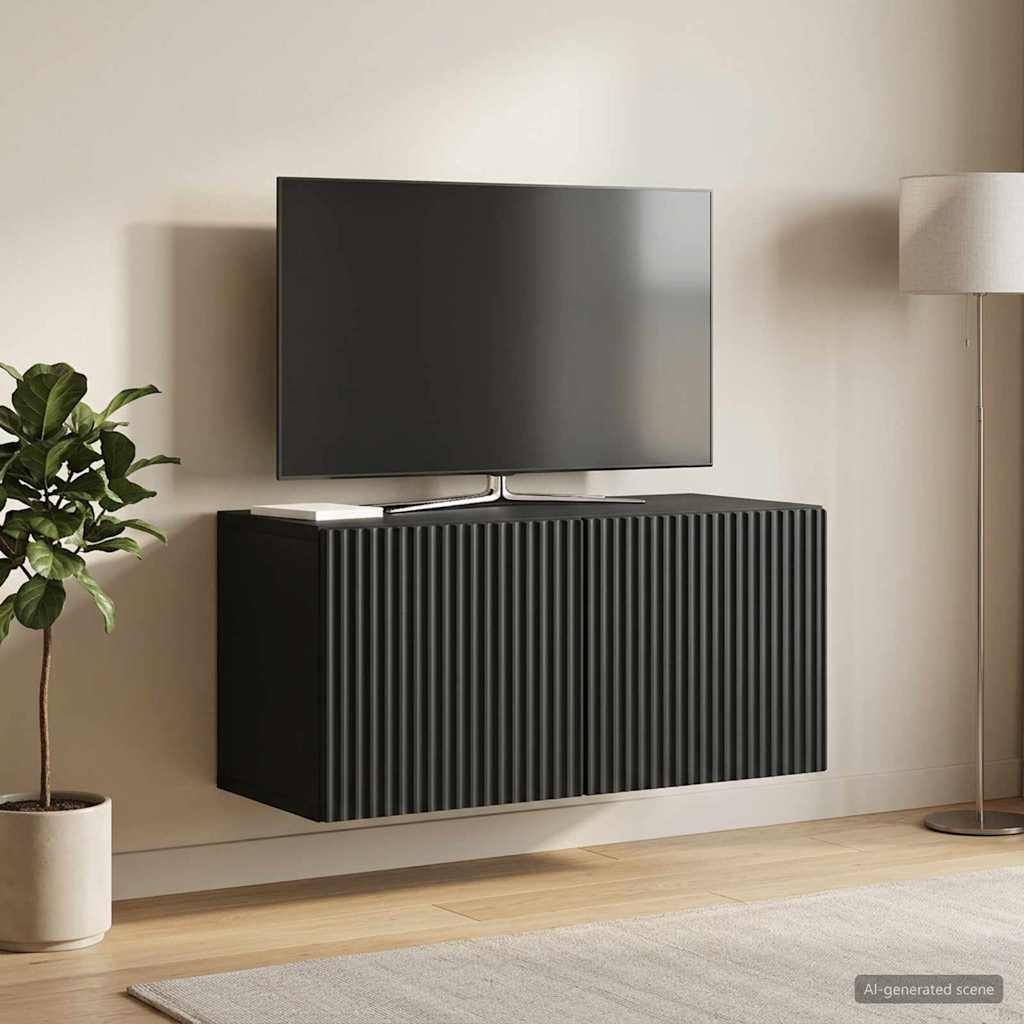 vidaXL Wandmontierter TV-Schrank Schwarz 59,5 x 31 x 30 cm