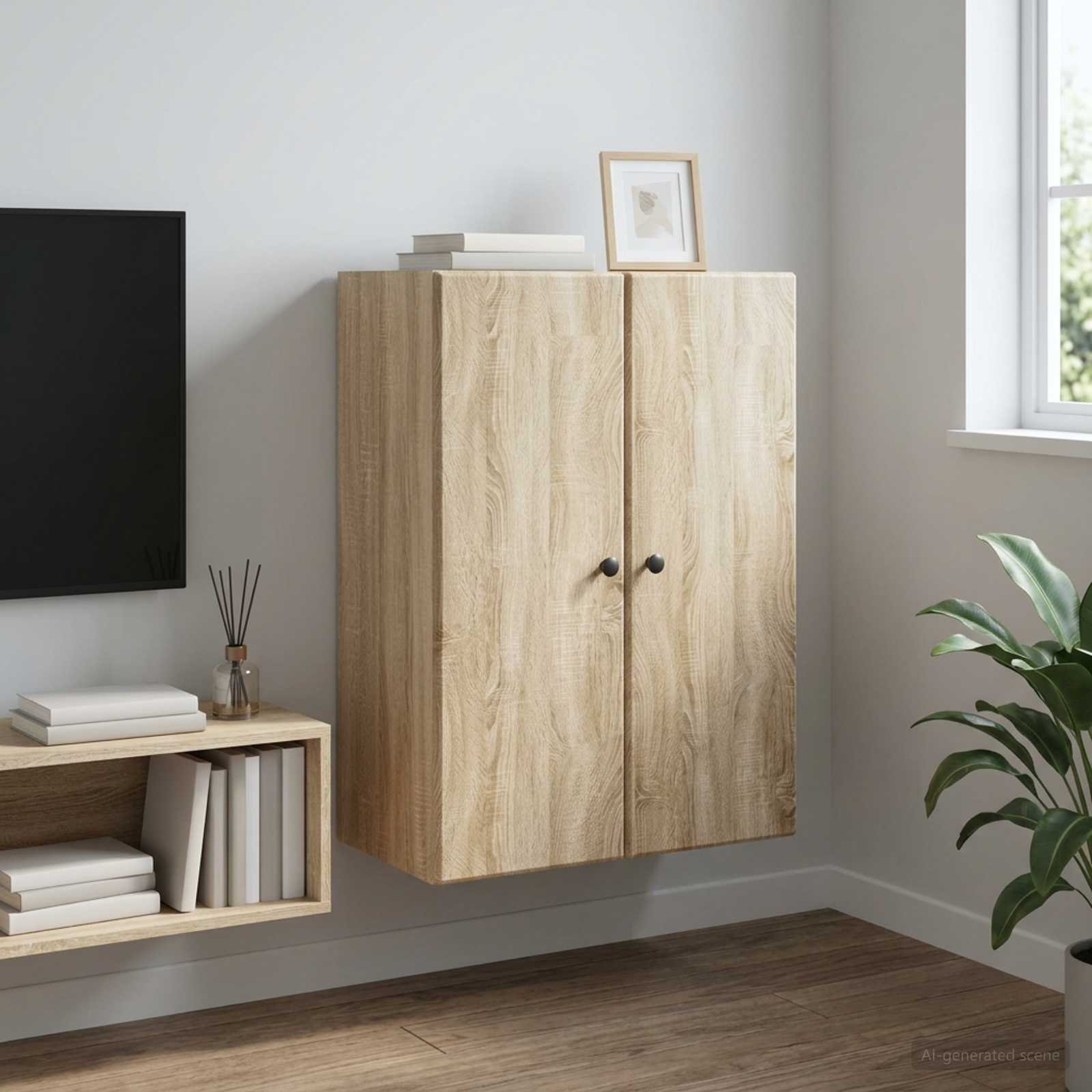 vidaXL Wandschrank Sonoma-Eiche 66 x 34,5 x 90 cm Holzwerkstoff