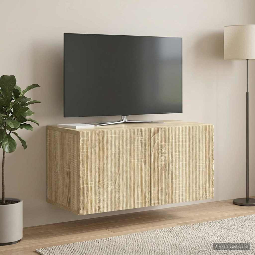 vidaXL Wandmontierter TV-Schrank Sonoma-Eiche 59,5 x 31 x 30 cm
