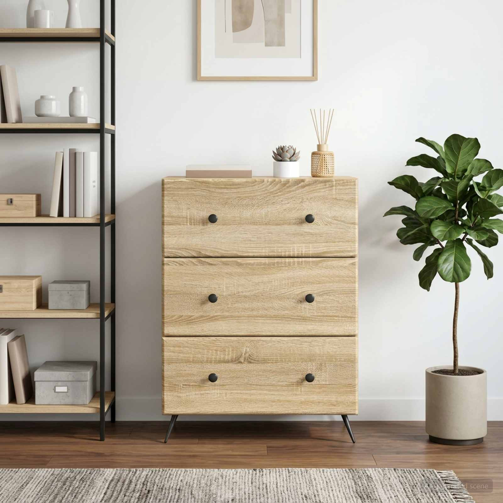 vidaXL Schubladenschrank Sonoma-Eiche 66 x 34,5 x 90 cm Holzwerkstoff