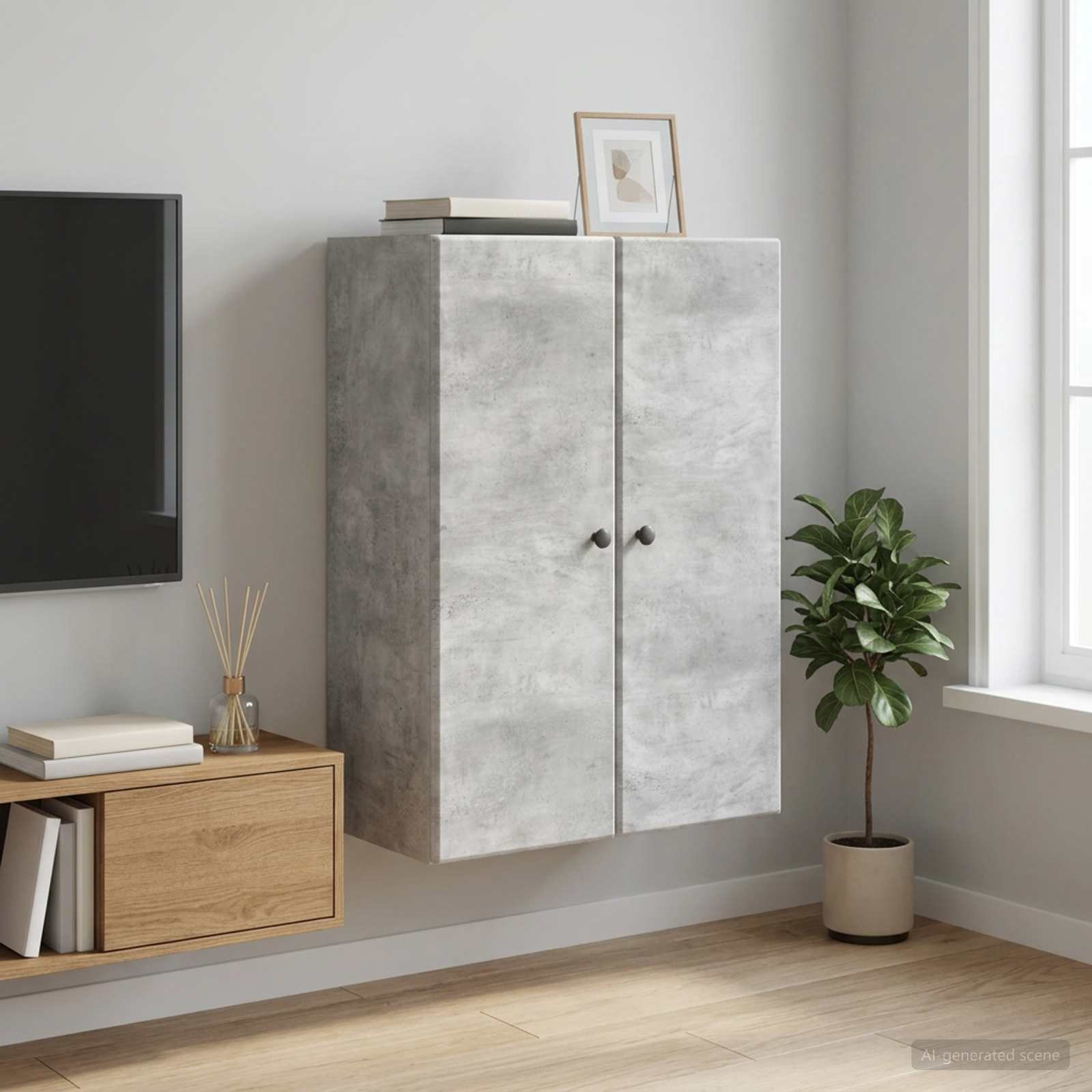 vidaXL Wandschrank Betongrau 66 x 34,5 x 90 cm Holzwerkstoff