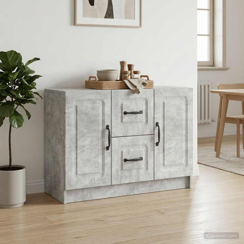 vidaXL Sideboard Betongrau 89 x 34,5 x 57 cm Holzwerkstoff