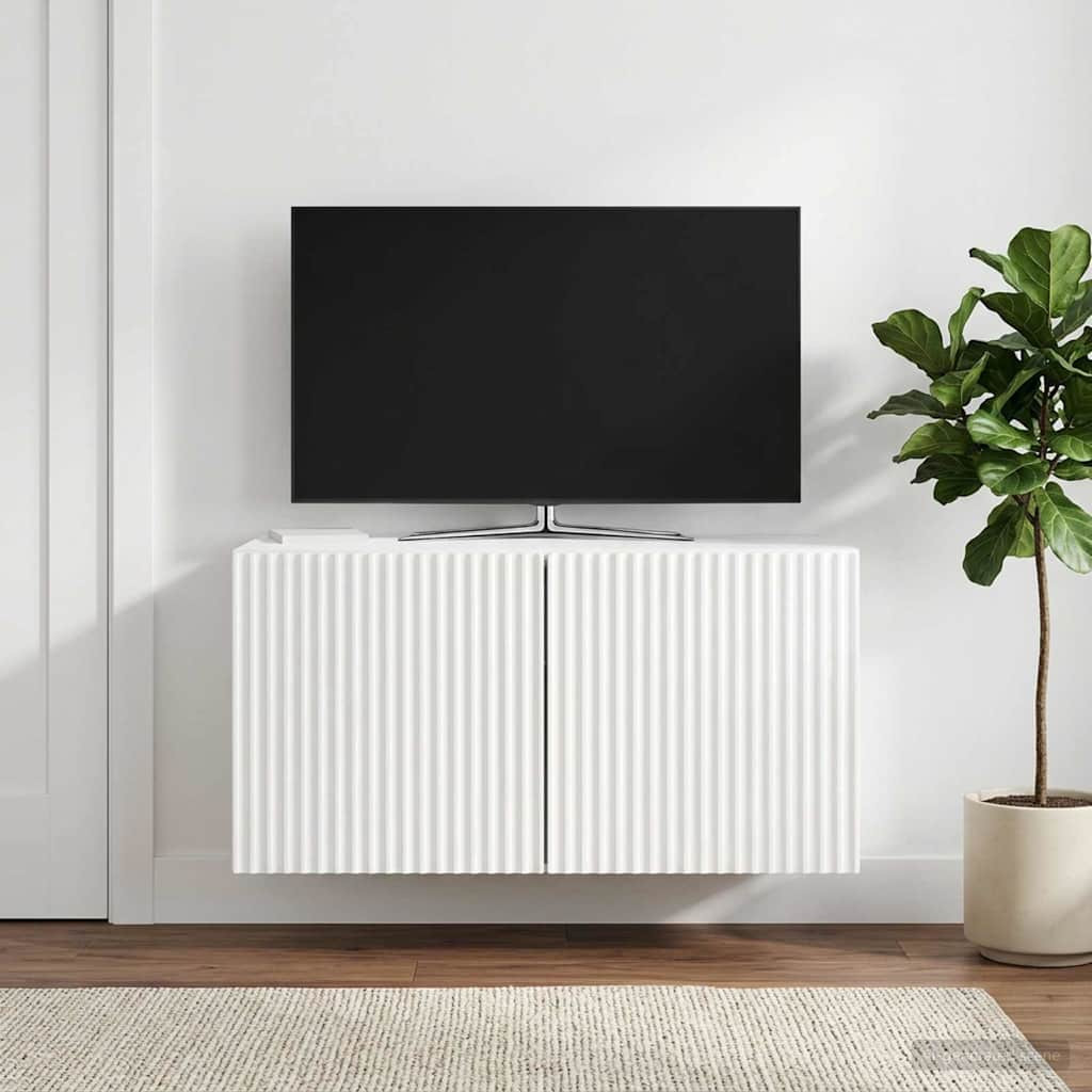 vidaXL Wandmontierter TV-Schrank Hochglanz Weiß 59,5 x 31 x 30 cm