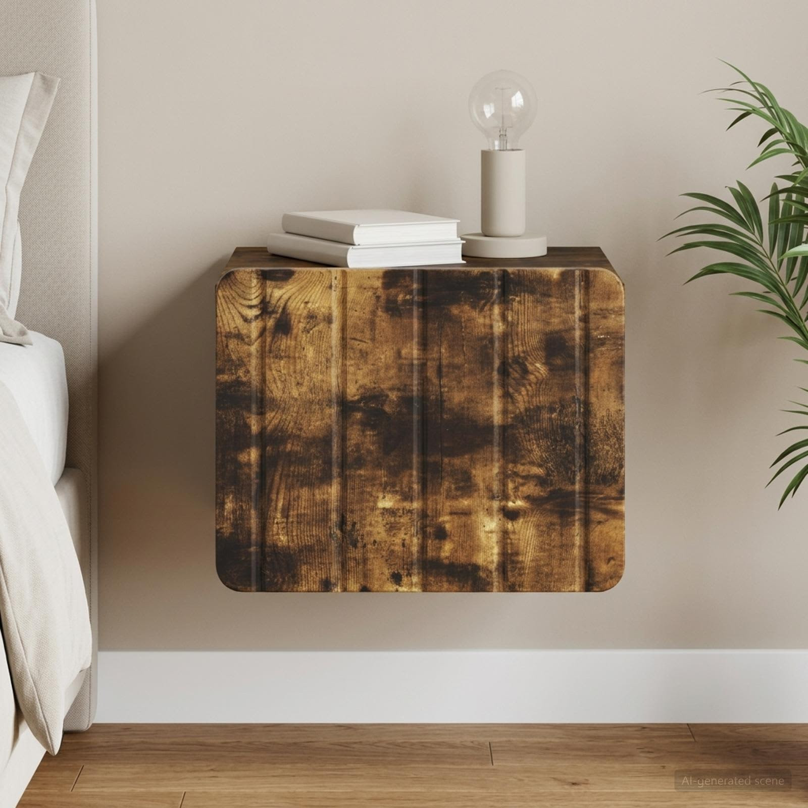 vidaXL Wandmontierter Nachttisch Geräucherte Eiche 33 x 34,5 x 24 cm