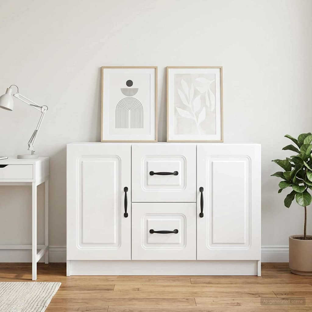 vidaXL Sideboard Hochglanz Weiß 89 x 34,5 x 57 cm Holzwerkstoff