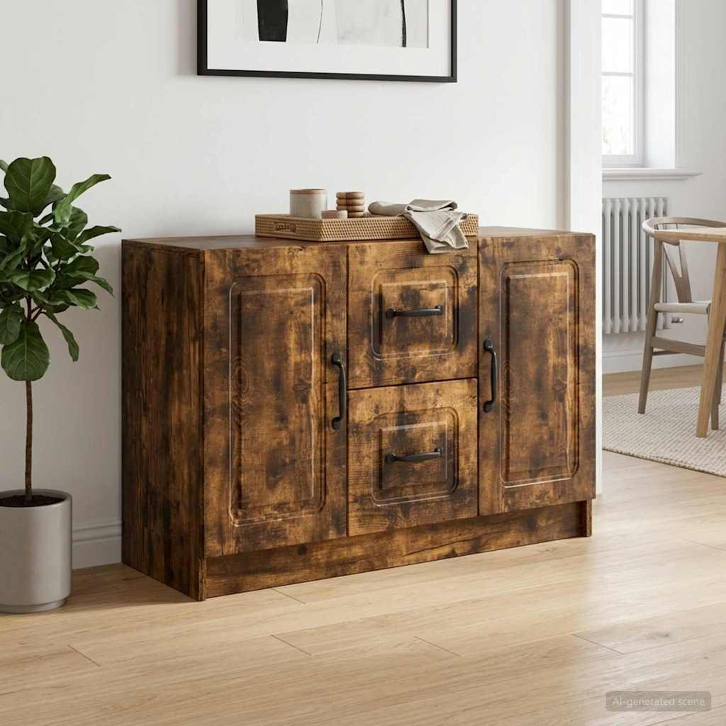 vidaXL Sideboard Geräucherte Eiche 89 x 34,5 x 57 cm Holzwerkstoff